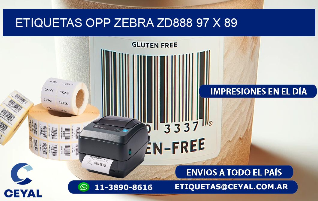 ETIQUETAS OPP ZEBRA ZD888 97 x 89