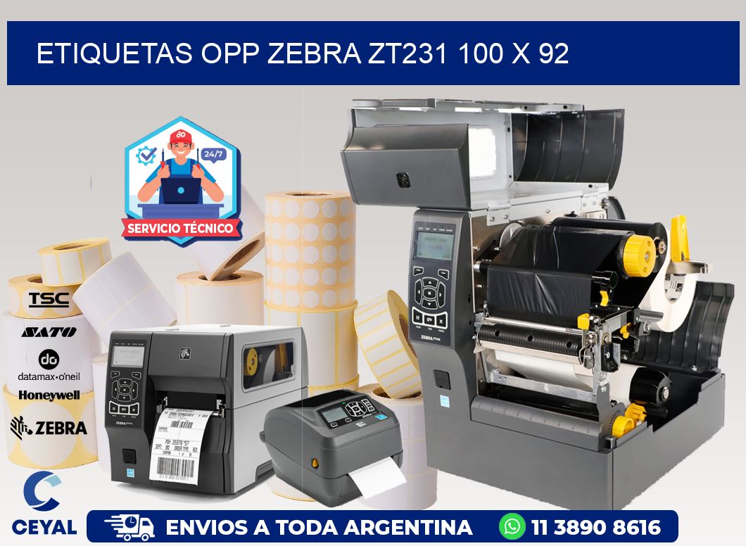 ETIQUETAS OPP ZEBRA ZT231 100 x 92