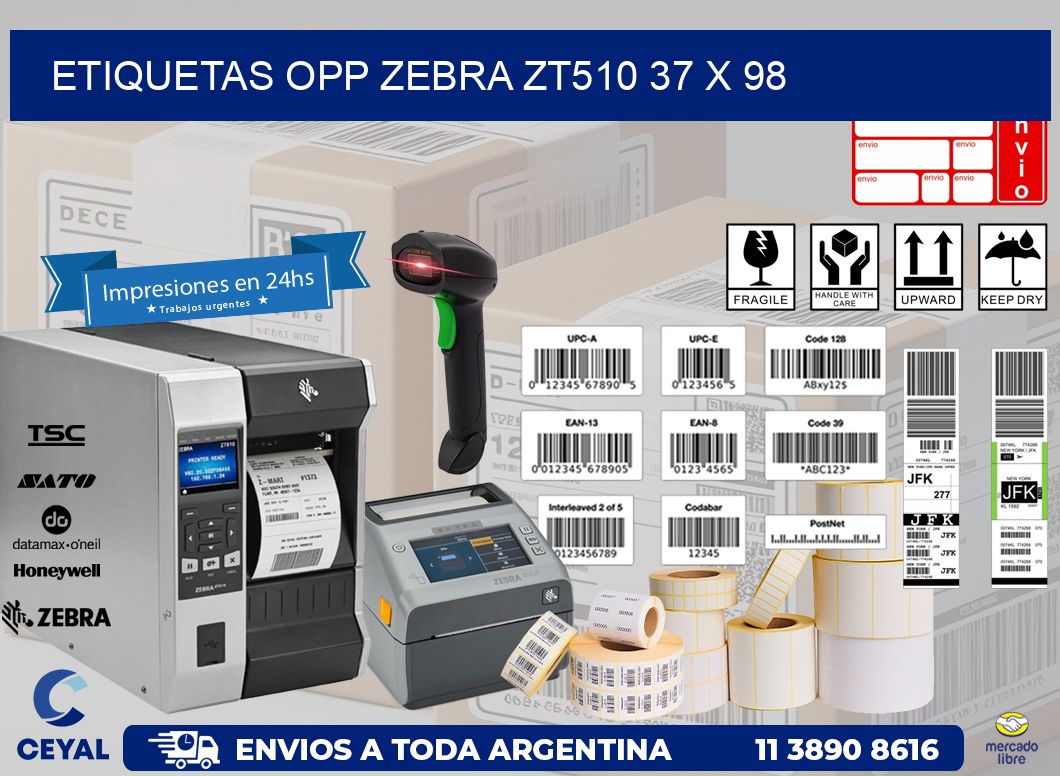 ETIQUETAS OPP ZEBRA ZT510 37 x 98