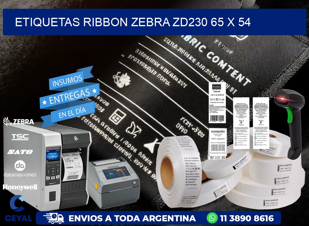 ETIQUETAS RIBBON Zebra ZD230 65 x 54