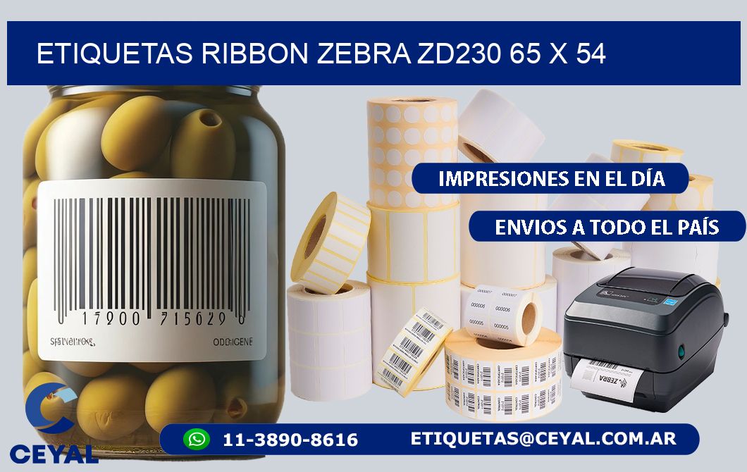 ETIQUETAS RIBBON Zebra ZD230 65 x 54