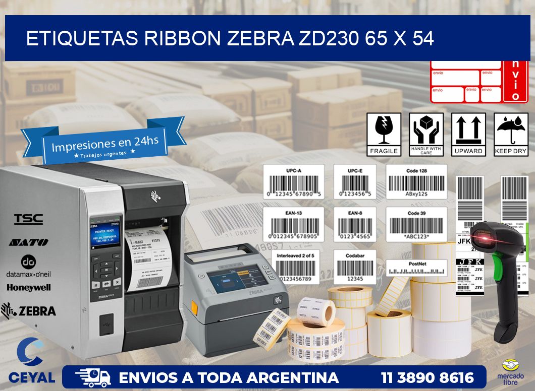 ETIQUETAS RIBBON Zebra ZD230 65 x 54