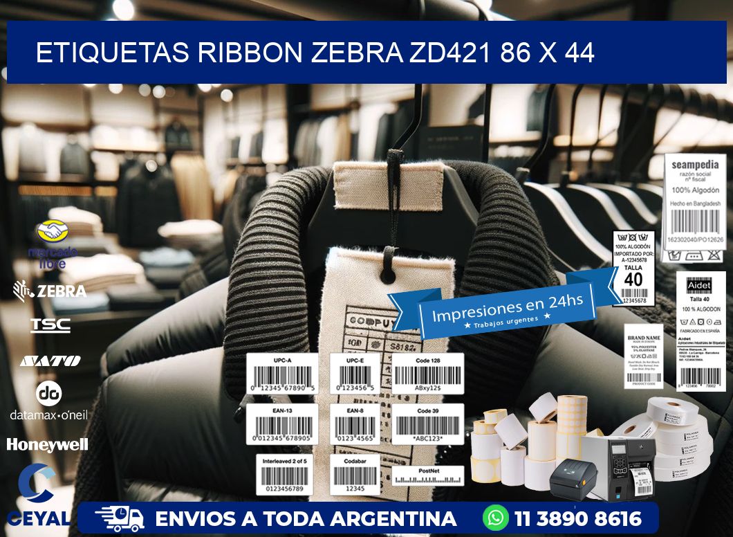ETIQUETAS RIBBON Zebra ZD421 86 x 44