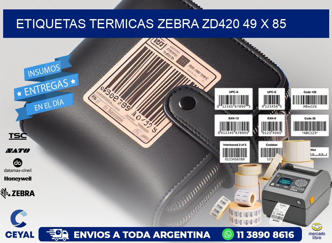 ETIQUETAS TERMICAS ZEBRA ZD420 49 x 85