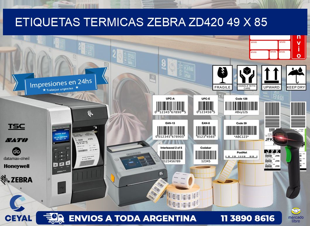 ETIQUETAS TERMICAS ZEBRA ZD420 49 x 85