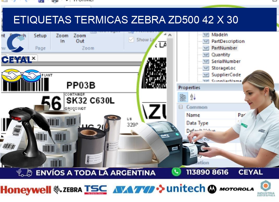 ETIQUETAS TERMICAS ZEBRA ZD500 42 x 30