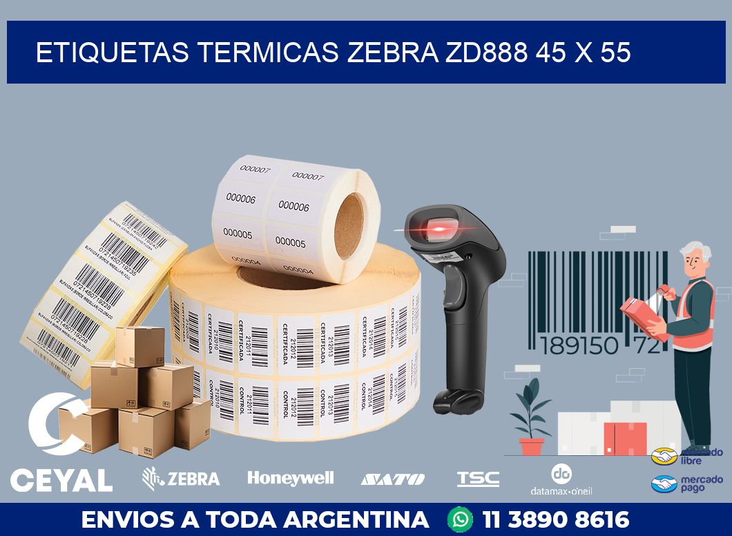 ETIQUETAS TERMICAS ZEBRA ZD888 45 x 55