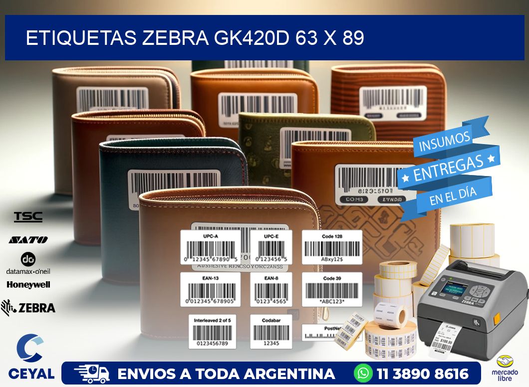 ETIQUETAS Zebra GK420D 63 x 89