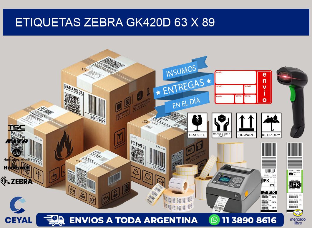 ETIQUETAS Zebra GK420D 63 x 89