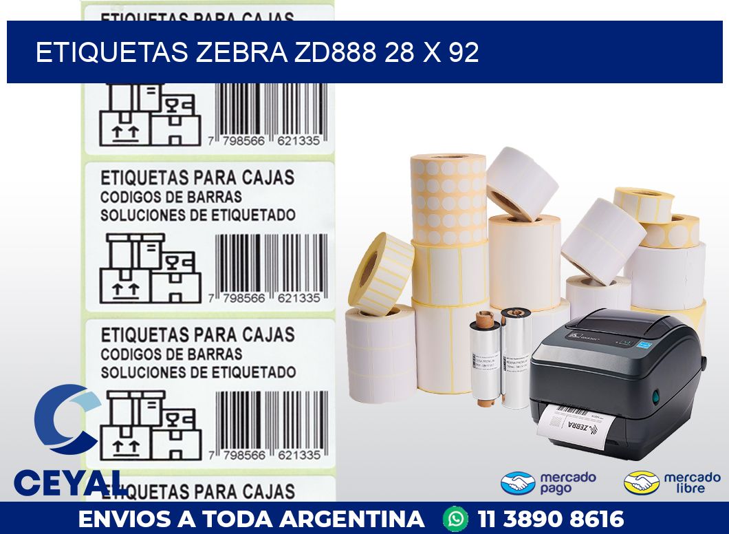 ETIQUETAS Zebra ZD888 28 x 92