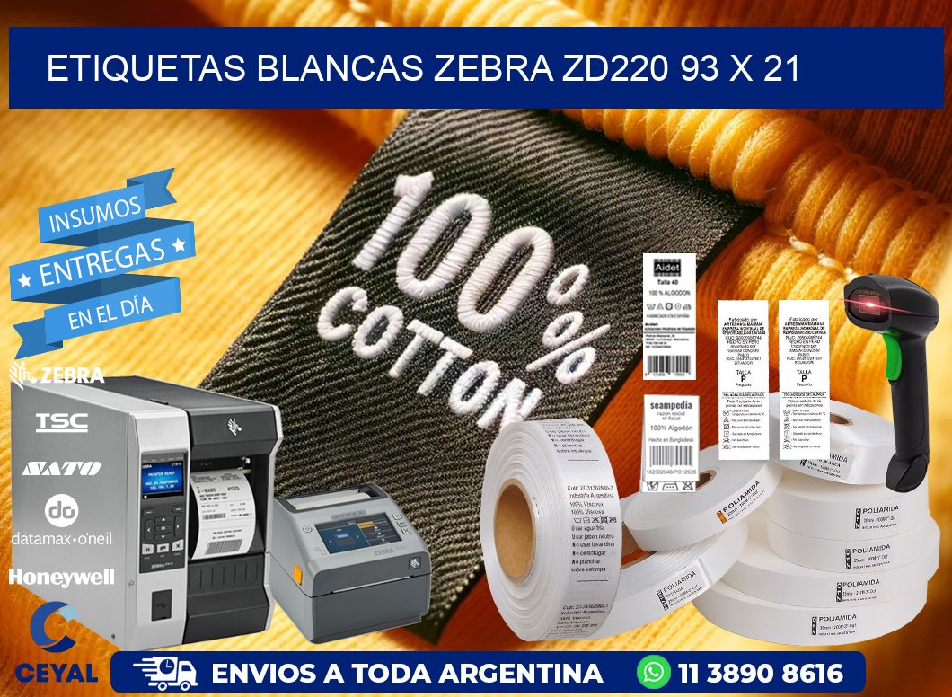 ETIQUETAS BLANCAS ZEBRA ZD220 93 x 21