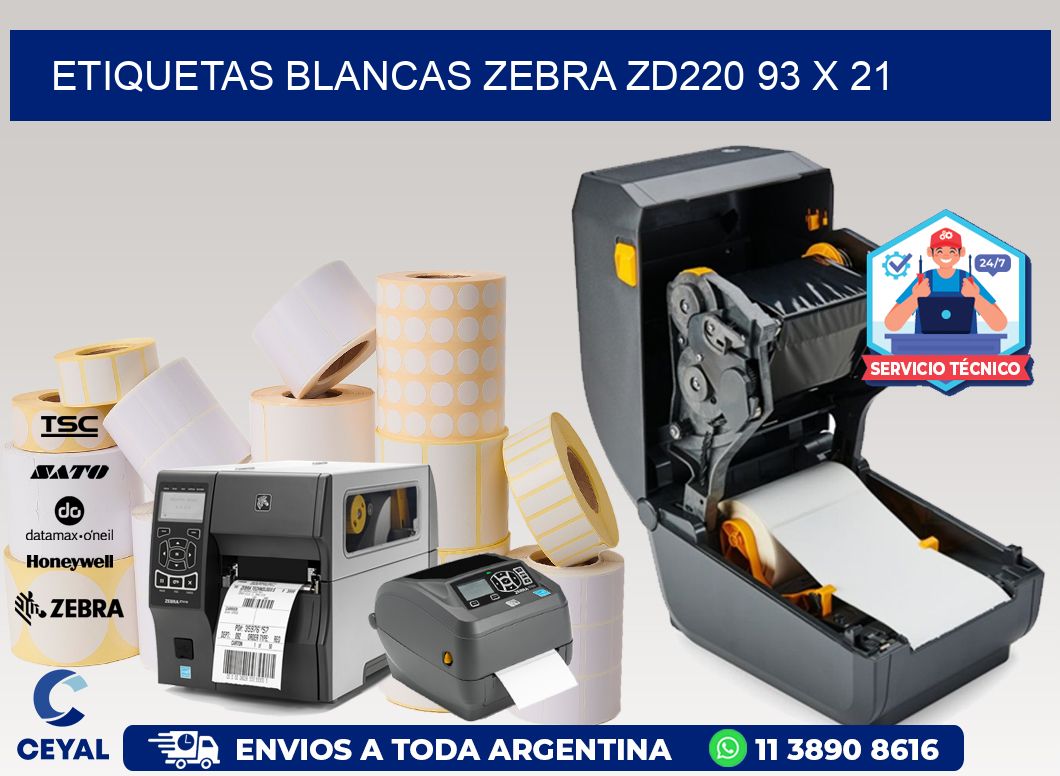 ETIQUETAS BLANCAS ZEBRA ZD220 93 x 21