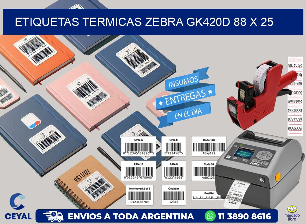 ETIQUETAS TERMICAS ZEBRA GK420D 88 x 25