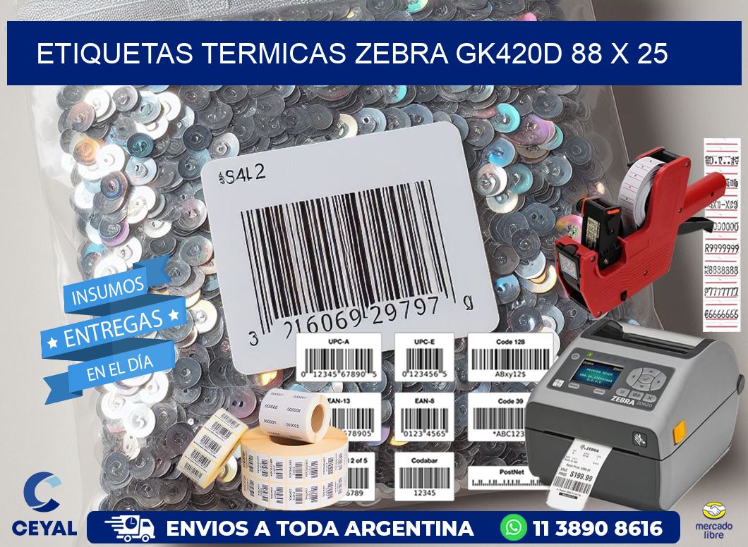 ETIQUETAS TERMICAS ZEBRA GK420D 88 x 25