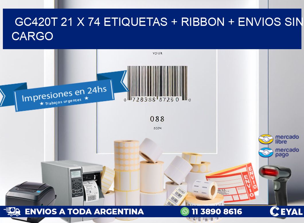 GC420T 21 x 74 etiquetas + ribbon + envios sin cargo