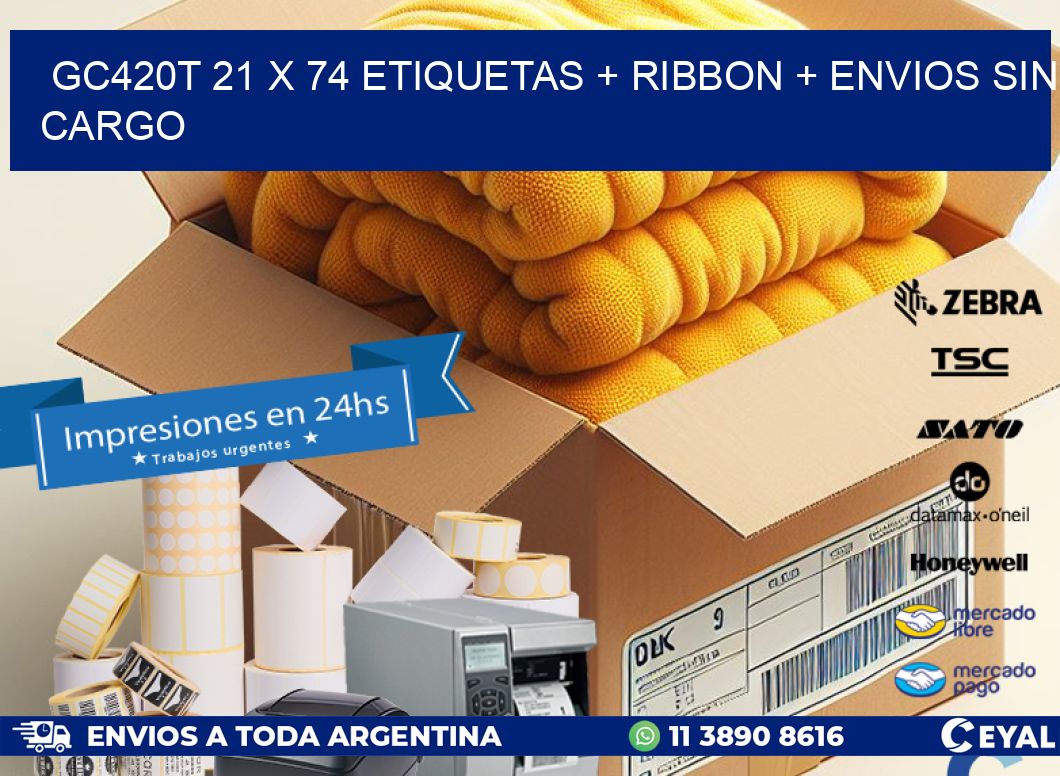 GC420T 21 x 74 etiquetas + ribbon + envios sin cargo