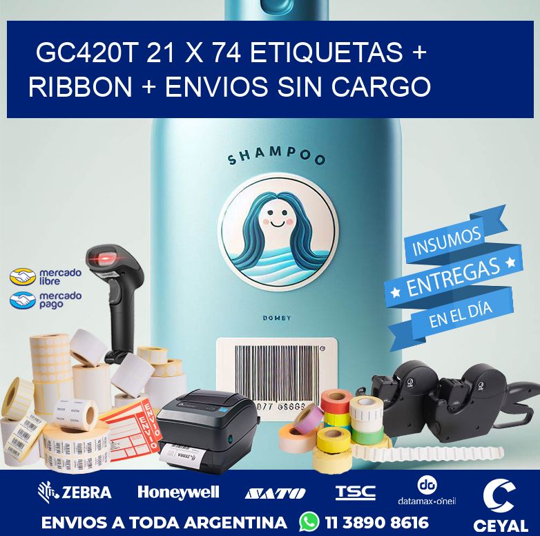 GC420T 21 x 74 etiquetas + ribbon + envios sin cargo