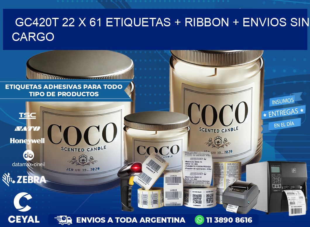 GC420T 22 x 61 etiquetas + ribbon + envios sin cargo