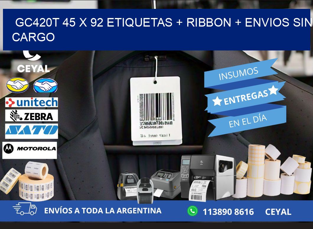 GC420T 45 x 92 etiquetas + ribbon + envios sin cargo