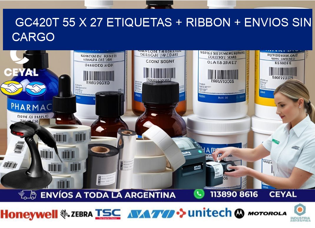 GC420T 55 x 27 etiquetas + ribbon + envios sin cargo
