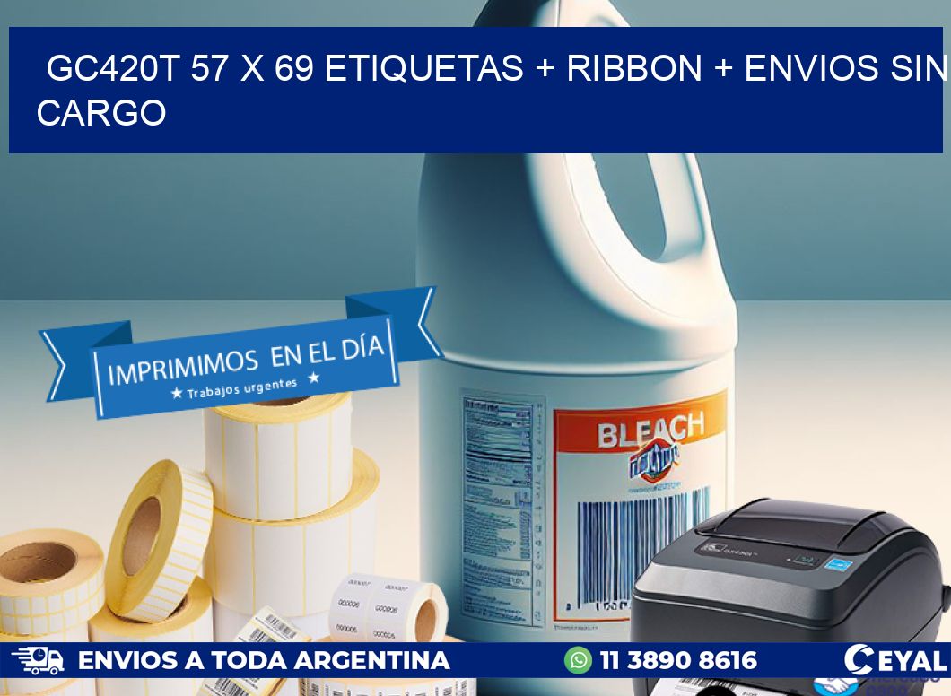 GC420T 57 x 69 etiquetas + ribbon + envios sin cargo