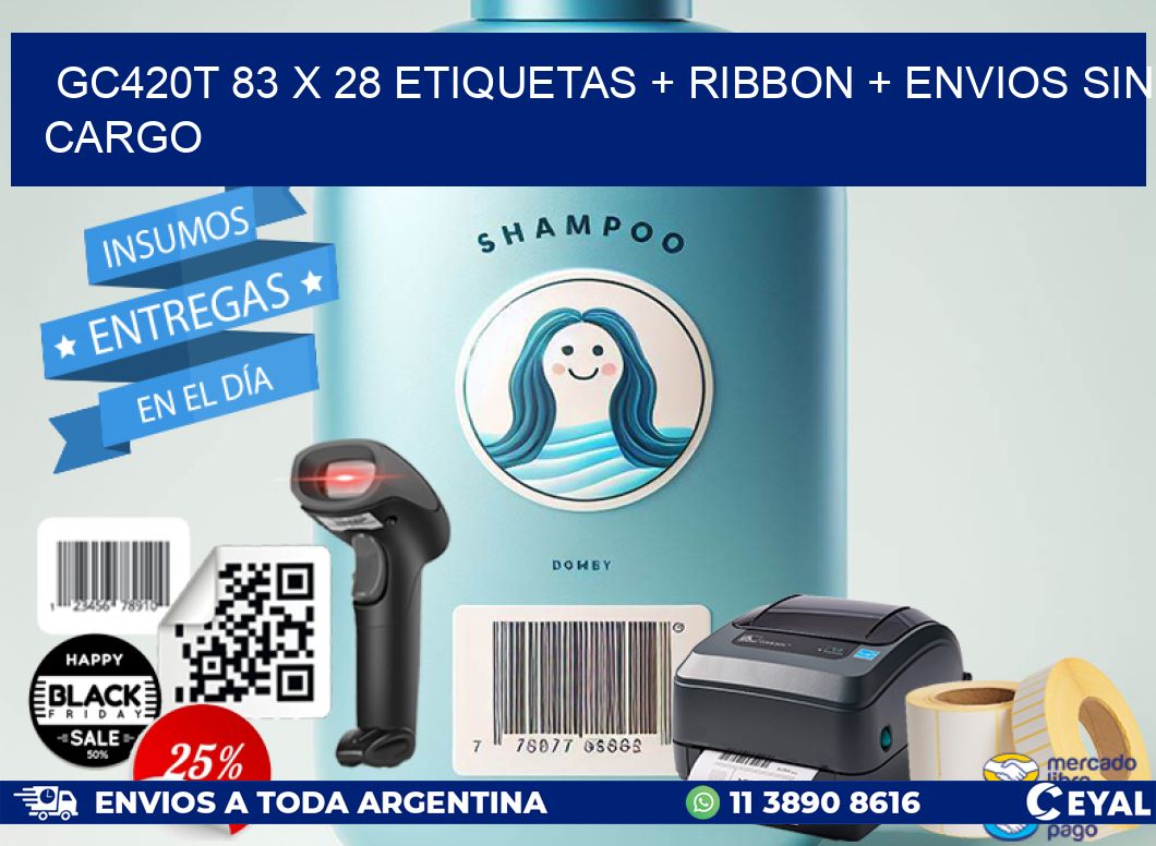 GC420T 83 x 28 etiquetas + ribbon + envios sin cargo