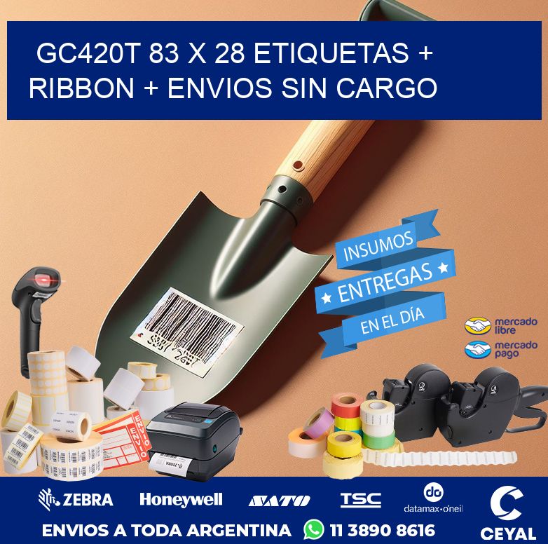 GC420T 83 x 28 etiquetas + ribbon + envios sin cargo