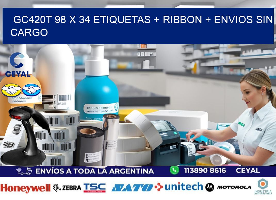 GC420T 98 x 34 etiquetas + ribbon + envios sin cargo