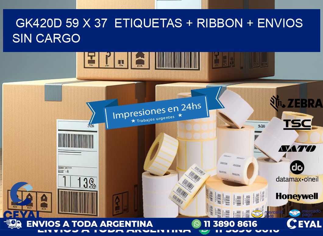 GK420D 59 x 37  etiquetas + ribbon + envios sin cargo