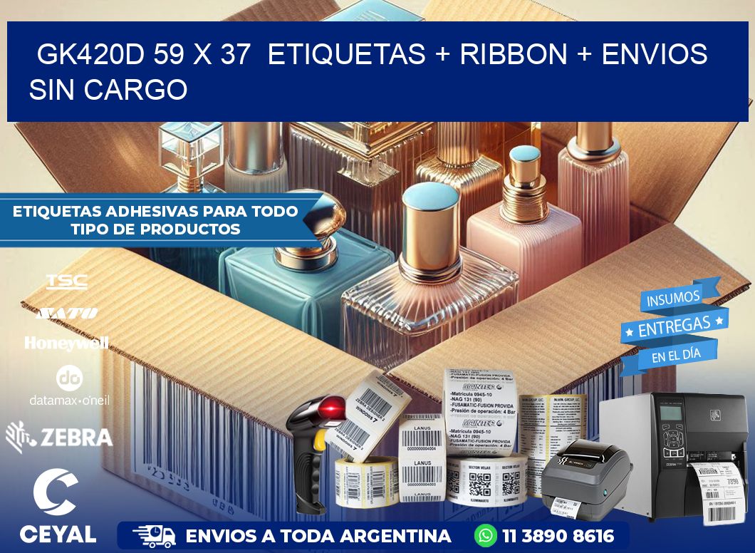 GK420D 59 x 37  etiquetas + ribbon + envios sin cargo