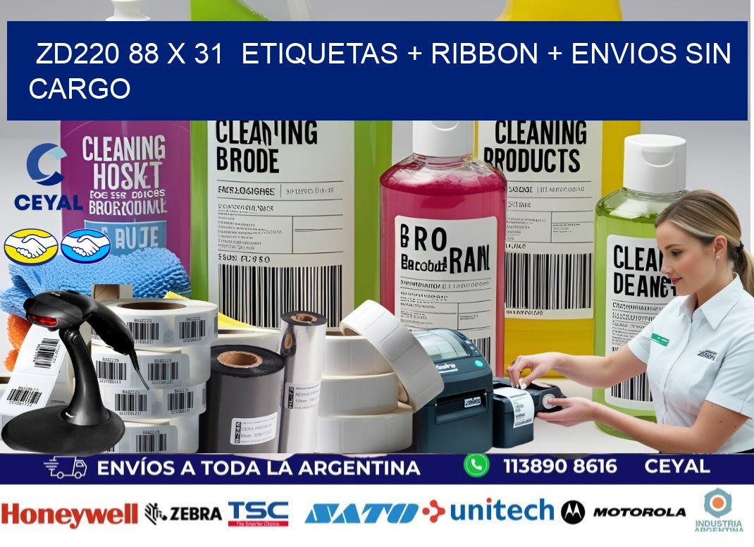 ZD220 88 x 31  etiquetas + ribbon + envios sin cargo