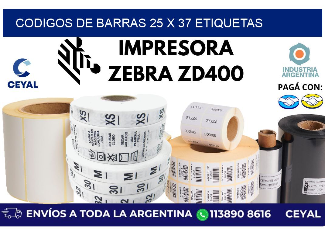 codigos de barras 25 x 37 etiquetas