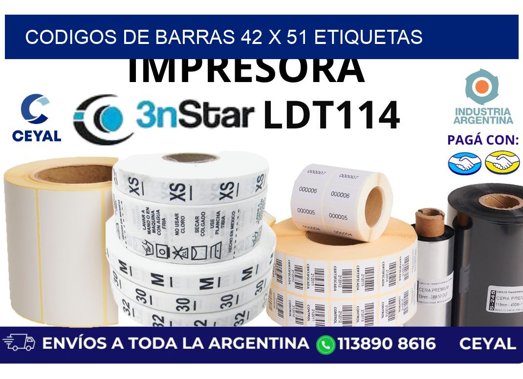 codigos de barras 42 x 51 etiquetas