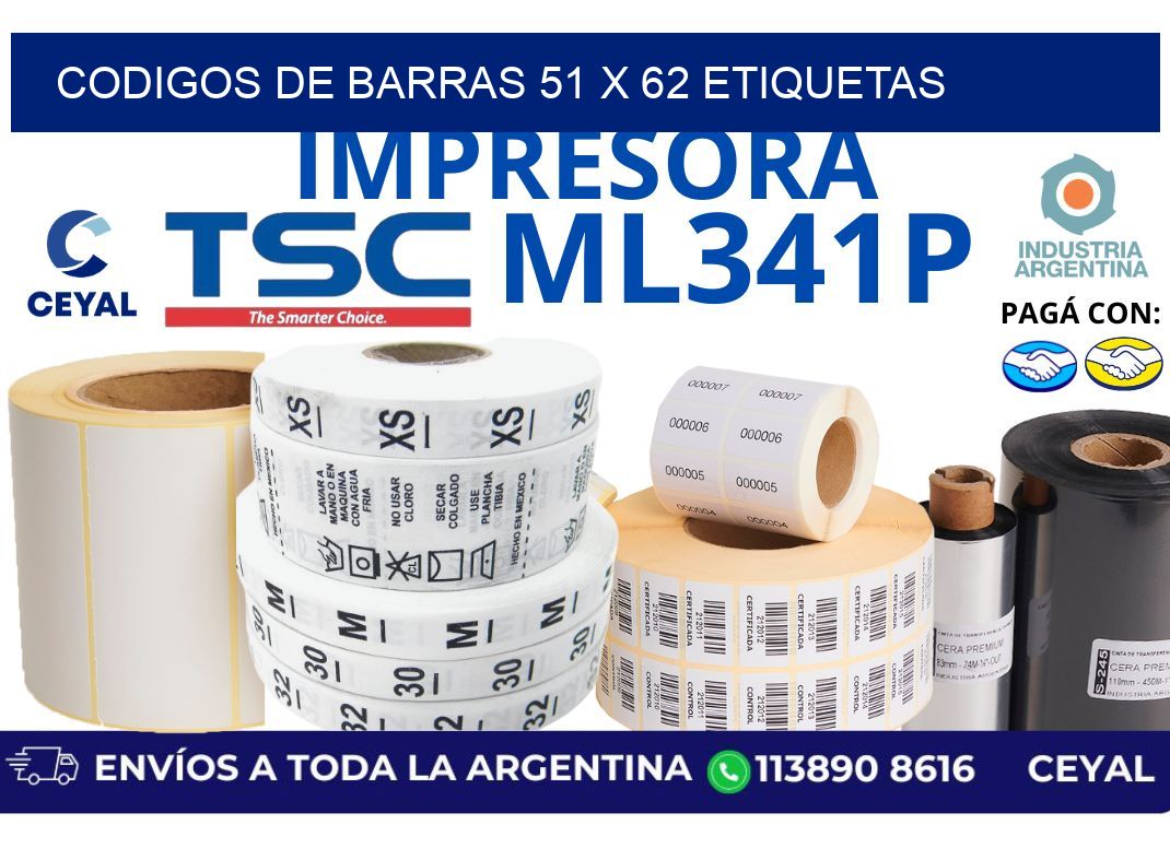 codigos de barras 51 x 62 etiquetas