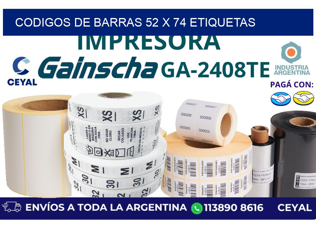 codigos de barras 52 x 74 etiquetas