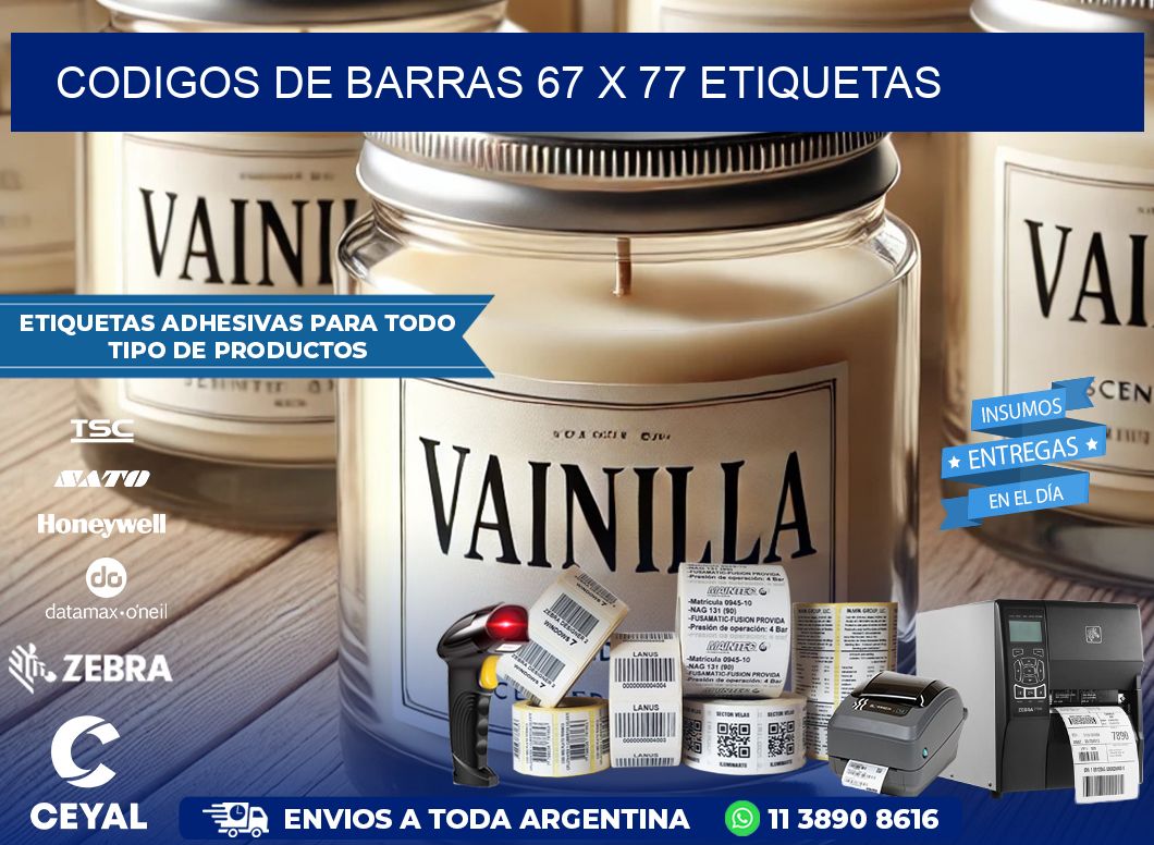 codigos de barras 67 x 77 etiquetas