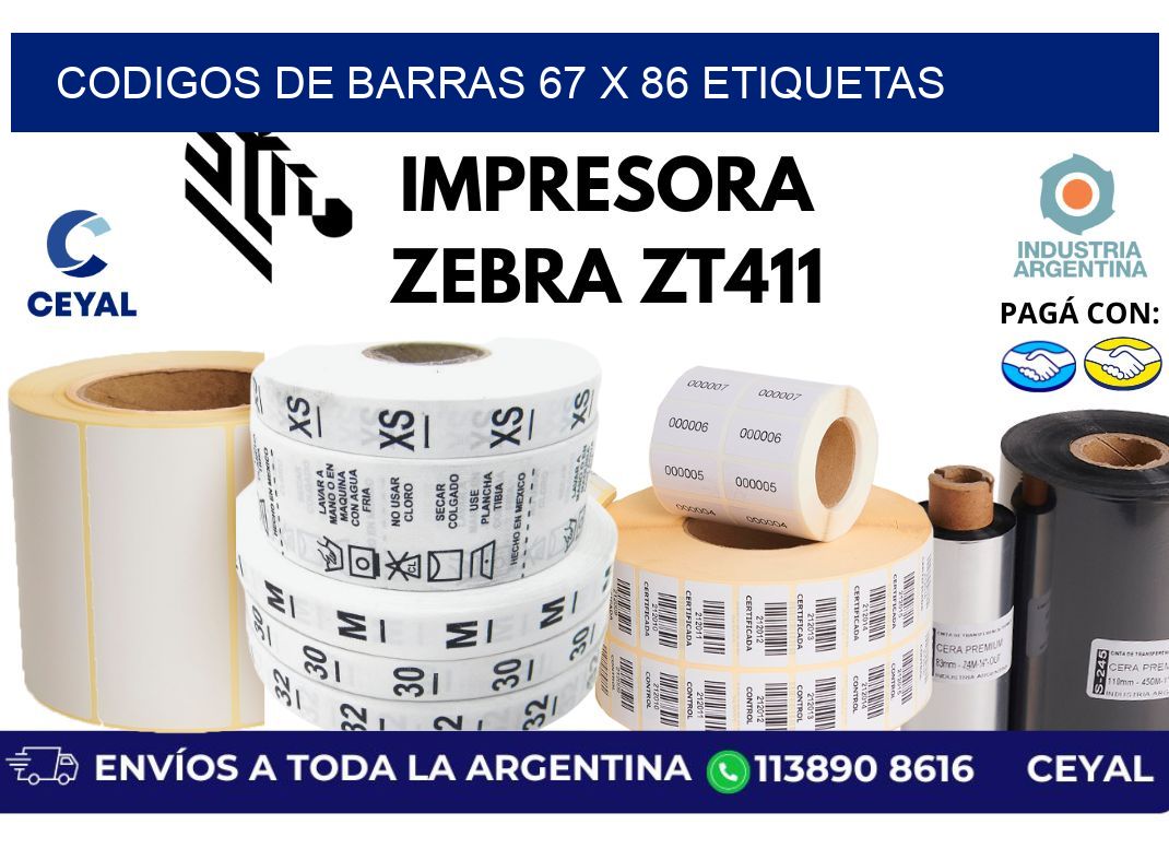 codigos de barras 67 x 86 etiquetas