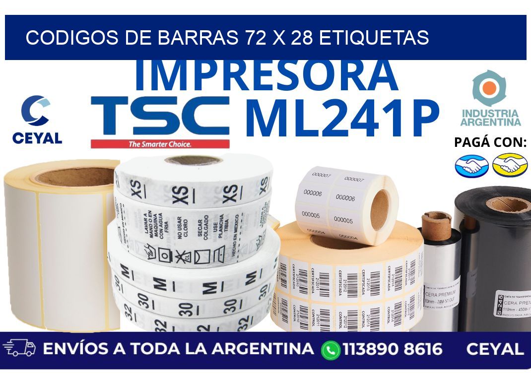 codigos de barras 72 x 28 etiquetas