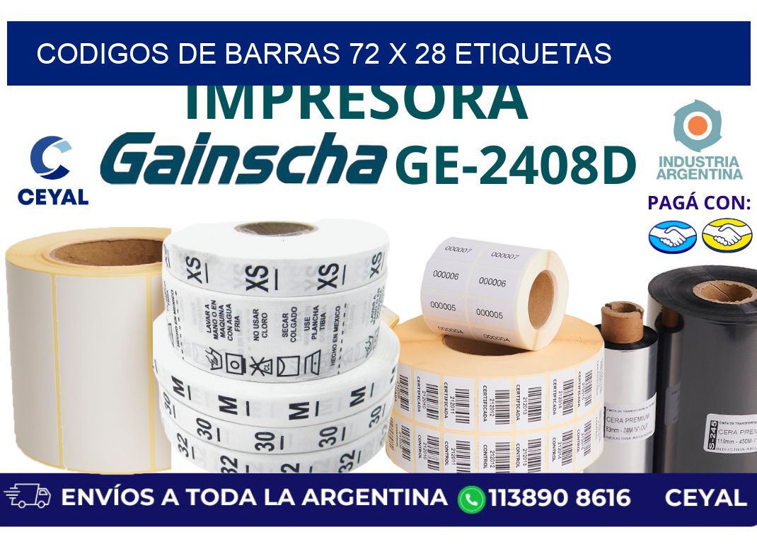 codigos de barras 72 x 28 etiquetas