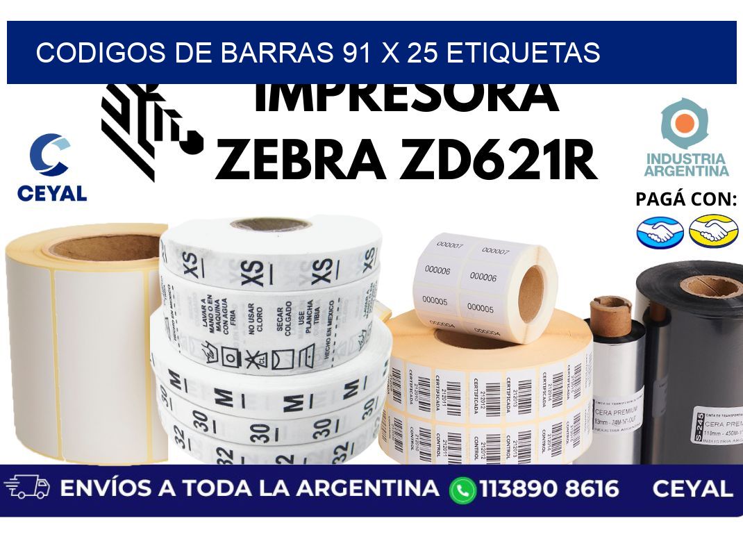 codigos de barras 91 x 25 etiquetas