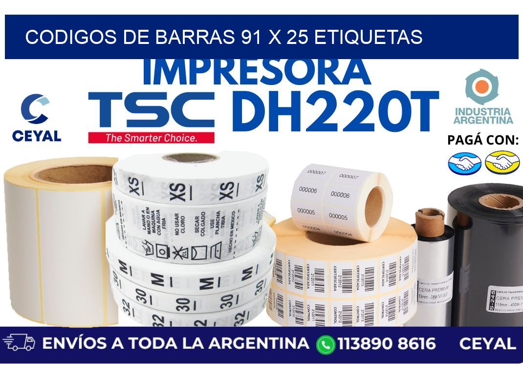 codigos de barras 91 x 25 etiquetas