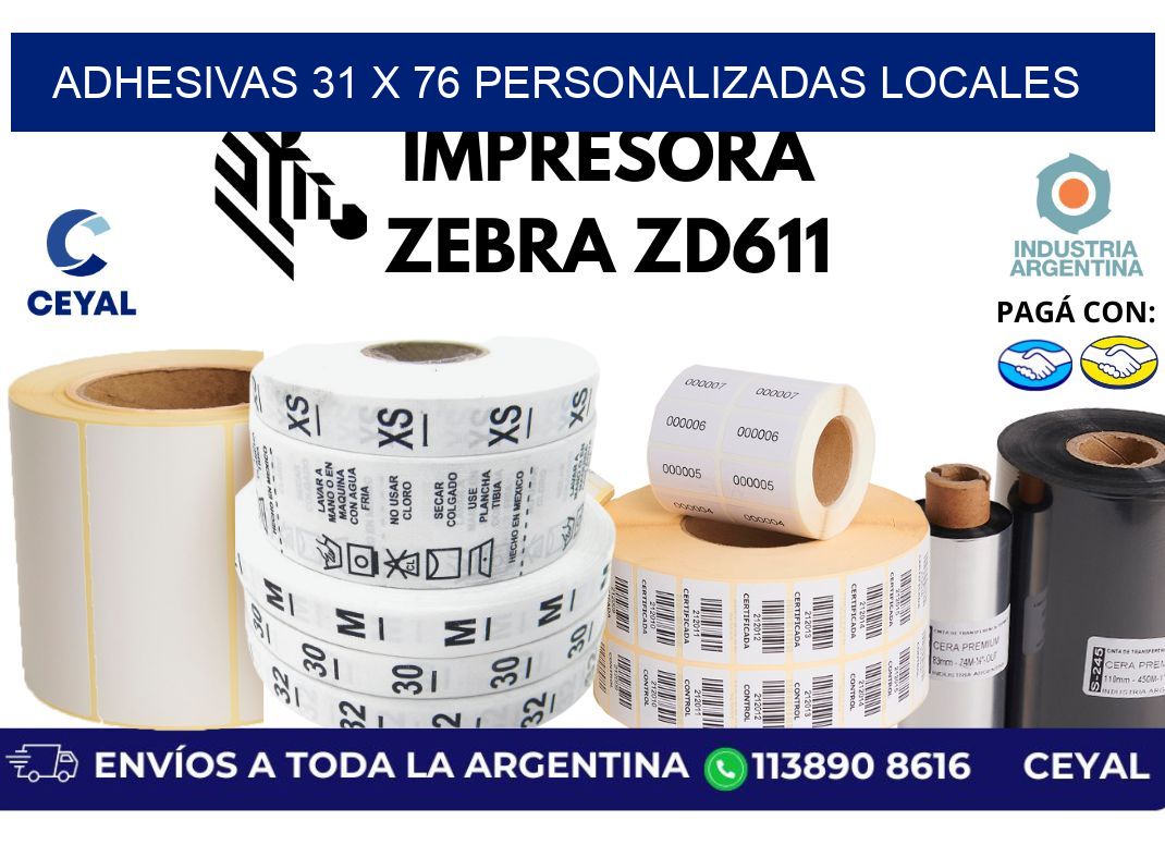 adhesivas 31 x 76 personalizadas locales