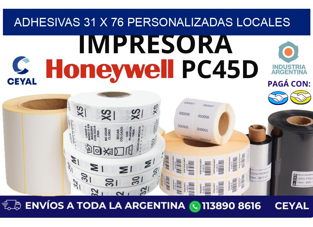 adhesivas 31 x 76 personalizadas locales