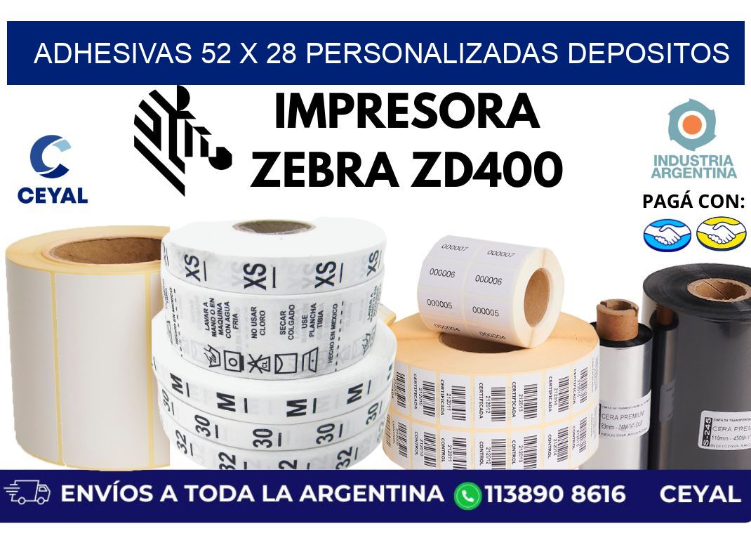 adhesivas 52 x 28 personalizadas depositos