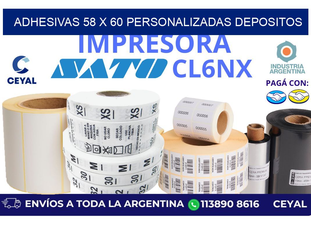adhesivas 58 x 60 personalizadas depositos