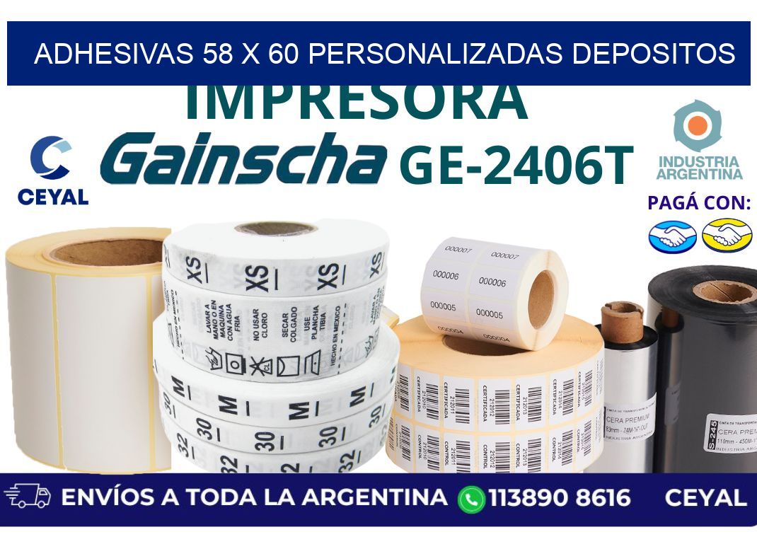 adhesivas 58 x 60 personalizadas depositos