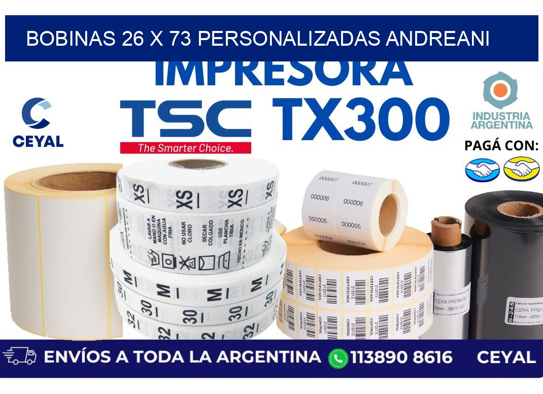 bobinas 26 x 73 personalizadas andreani