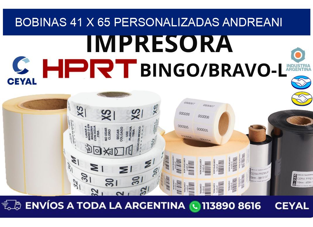 bobinas 41 x 65 personalizadas andreani