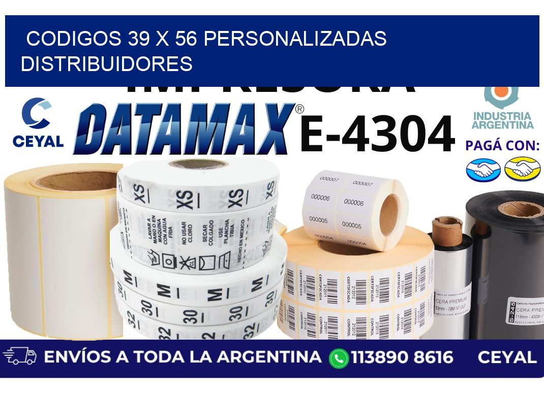 codigos 39 x 56 personalizadas distribuidores
