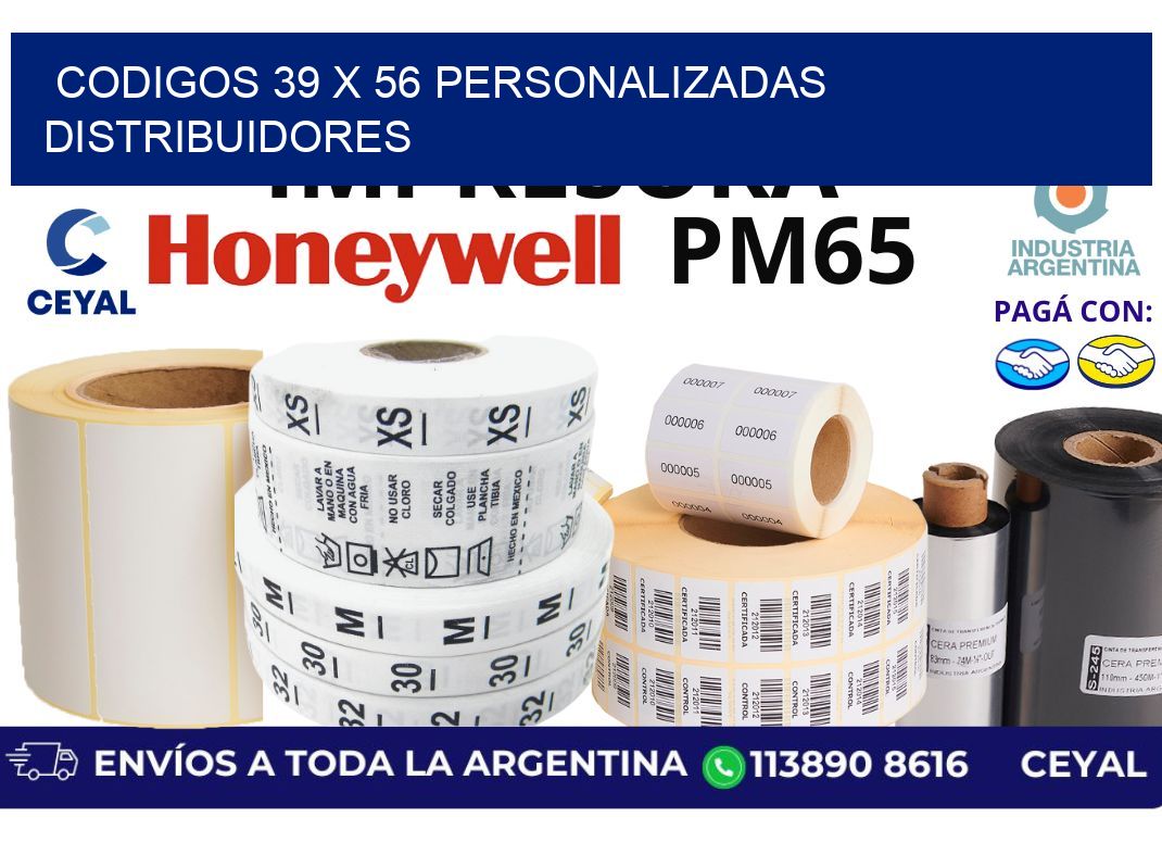 codigos 39 x 56 personalizadas distribuidores
